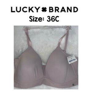🇺🇸🎆 LUCKY BRAND Dark Beige Wire Free Bra NWT 36C